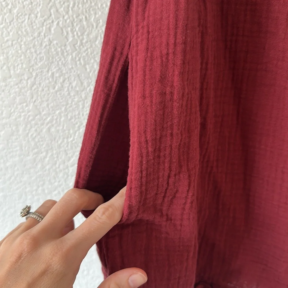 Zara slubbed cotton maroon mother pearl overall romper! - Picture 4 of 9